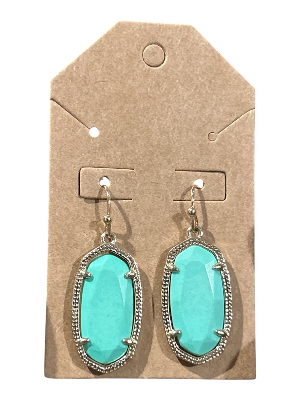 Turquoise Oval Drop Earrings - Unbranded
